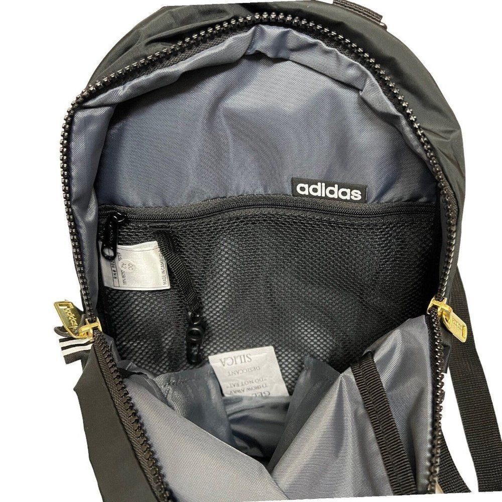 New Adidas Linear Mini Backpack in Black, White and Gold Classic Travel Everyday - Picture 8 of 9